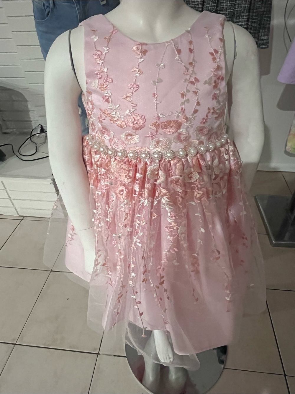 Prince Light Pink Girls Dress with Pearl Accent